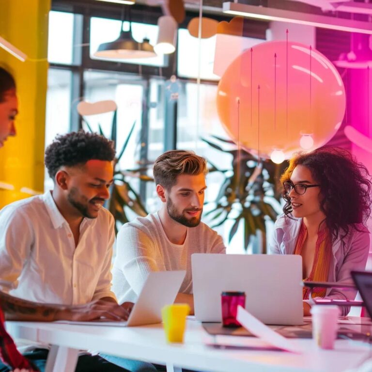 Sales team collaborating with technology to enhance productivity and automation