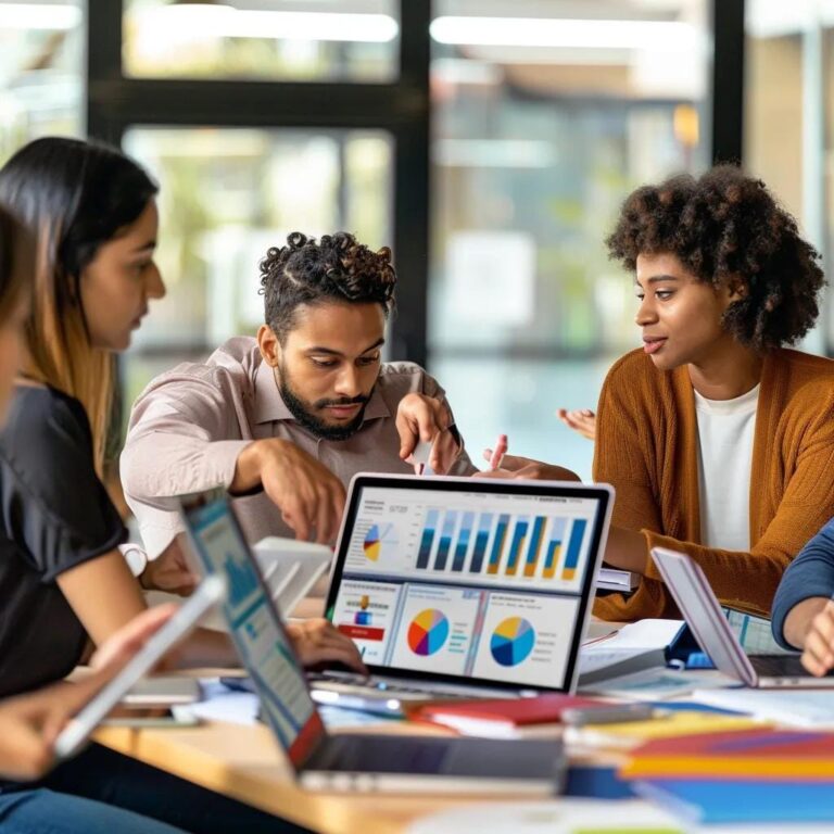 Sales team collaborating on strategies for accelerated sales process training