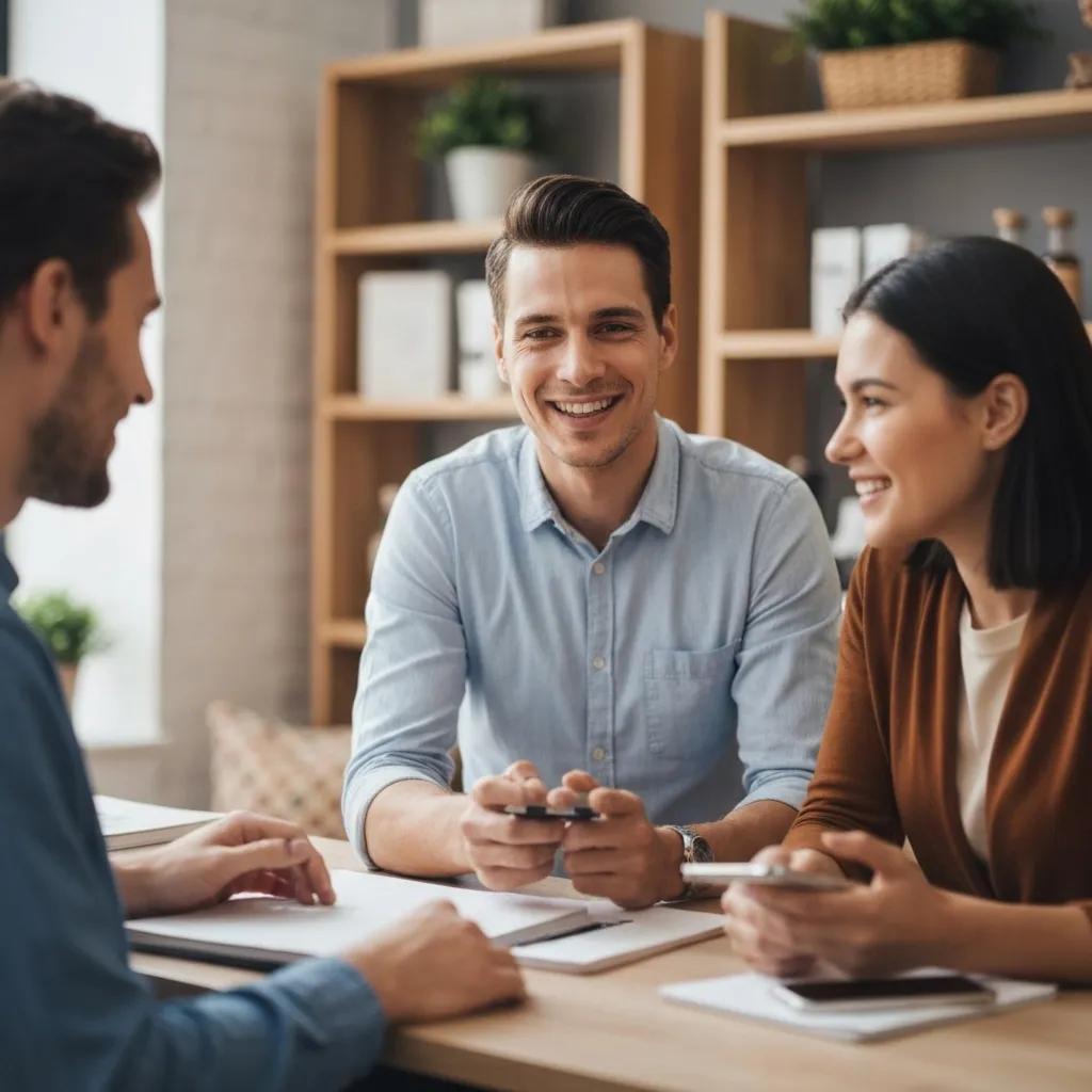 Small business owner closing a sale with a customer in a cozy retail environment