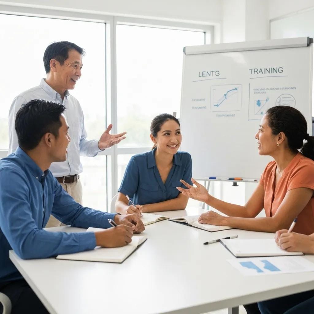 How to Measure Sales Training Success: 10 Essential Metrics 7 Small business team engaged in a sales training session, highlighting collaboration and learning