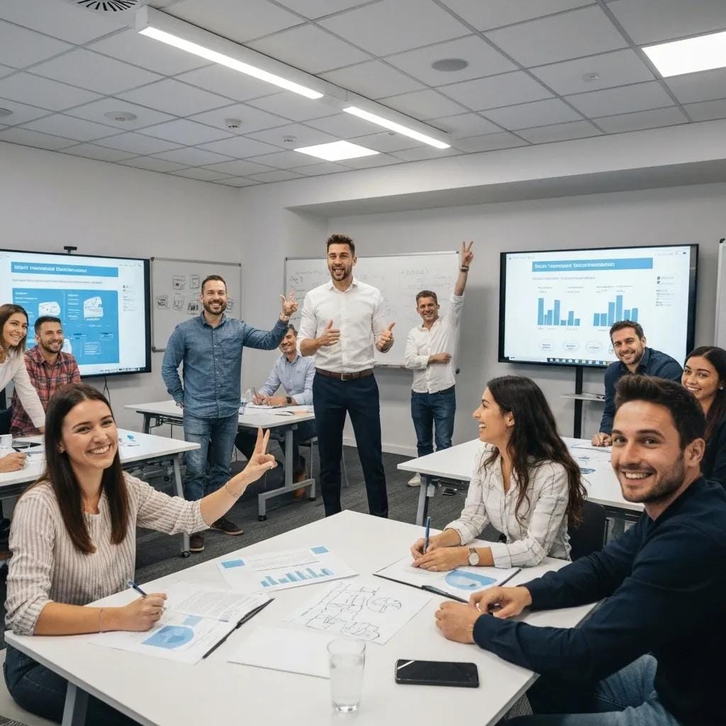 Unlock Your Sales Training ROI: 5 Key Metrics to Track 3 Sales training workshop in action, highlighting interactive learning and participant engagement