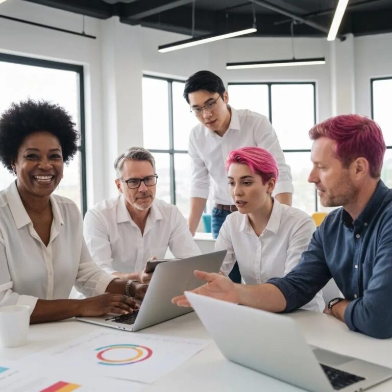 Small business team engaged in a sales training session, highlighting collaboration and learning