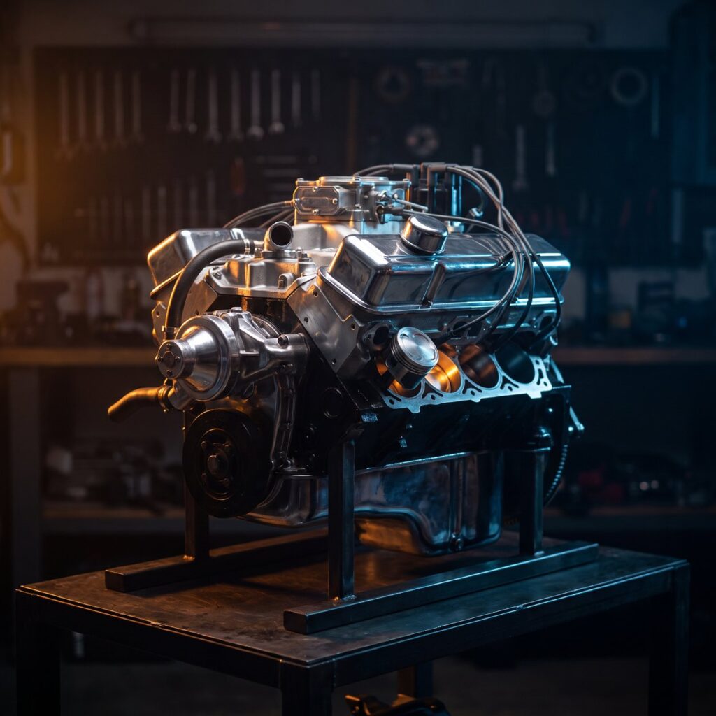 Sales Motivation: Why 83% Of Reps Run On One Engine 1 A rebuilt engine on a stand in a workshop, one of several systems that has to be running for the whole to move.