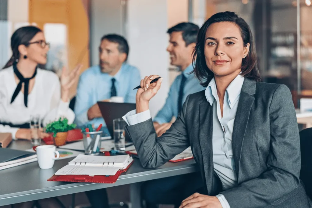 Businesswoman leading a team meeting